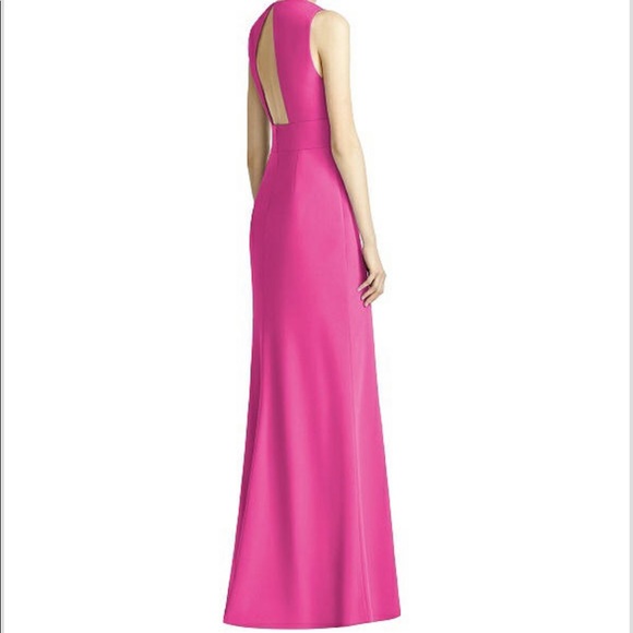 Lela Rose v neck long formal dress in fuchsia - Picture 2 of 5